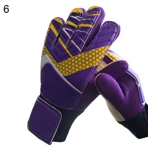 Kids Children Anti-slip Football Soccer Training Goalkeeper Protection Gloves Goalkeeper Protection Gloves: Purple 6