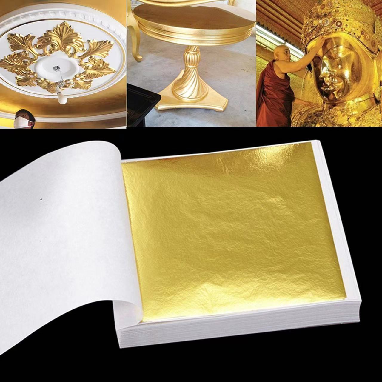 100 Stück DIY Nagel Blattgold Blätter Malerei Blattgold Papier Kunst Bastelpapier Geburtstagsfeier Hochzeitstorte Dessert Dekorationen
