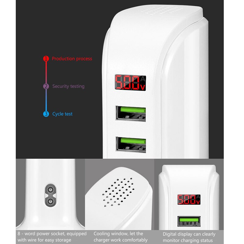 5 Port USB Plug Charging Station Dock Stand Desktop Multiple Ports Charger for Phone Convenient Fast Charging for Home Office