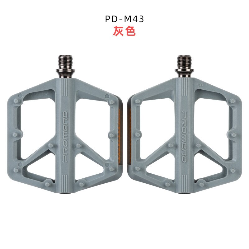 Reflector de Pedal de bicicleta de montaña ultraligero, rodamiento sellado, Pedal antideslizante de fibra de nailon de alta resistencia: Gris claro