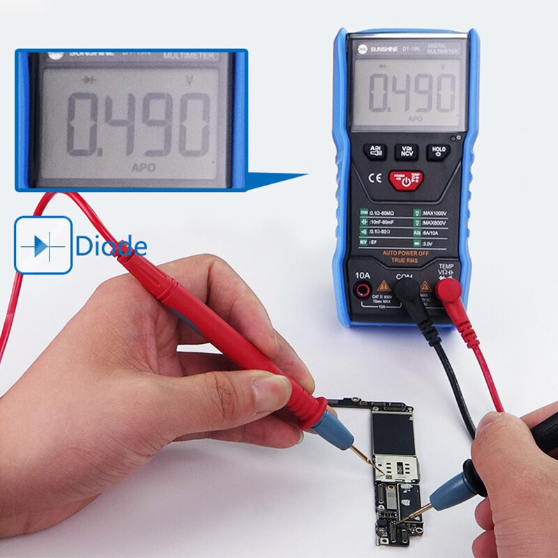 Multimetro digitale AC/DC amperometro voltmetro Ohm misuratore di tensione portatile PCB Temp test per strumenti di riparazione del telefono cellulare