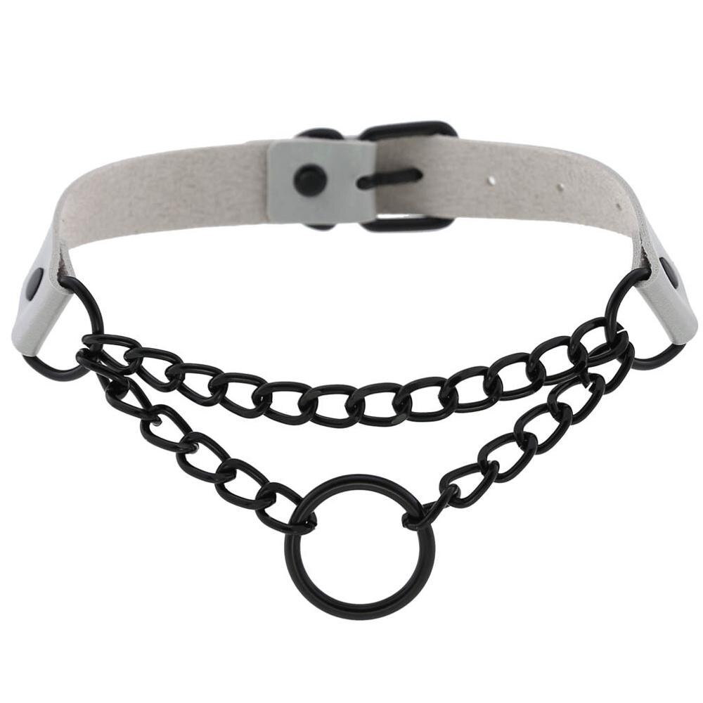 Schwarz Gothic O Kette choker kragen harajuku Punk Choker frauen mädchen schwarz leder chocker emo Kawaii hexe schmuck: grey