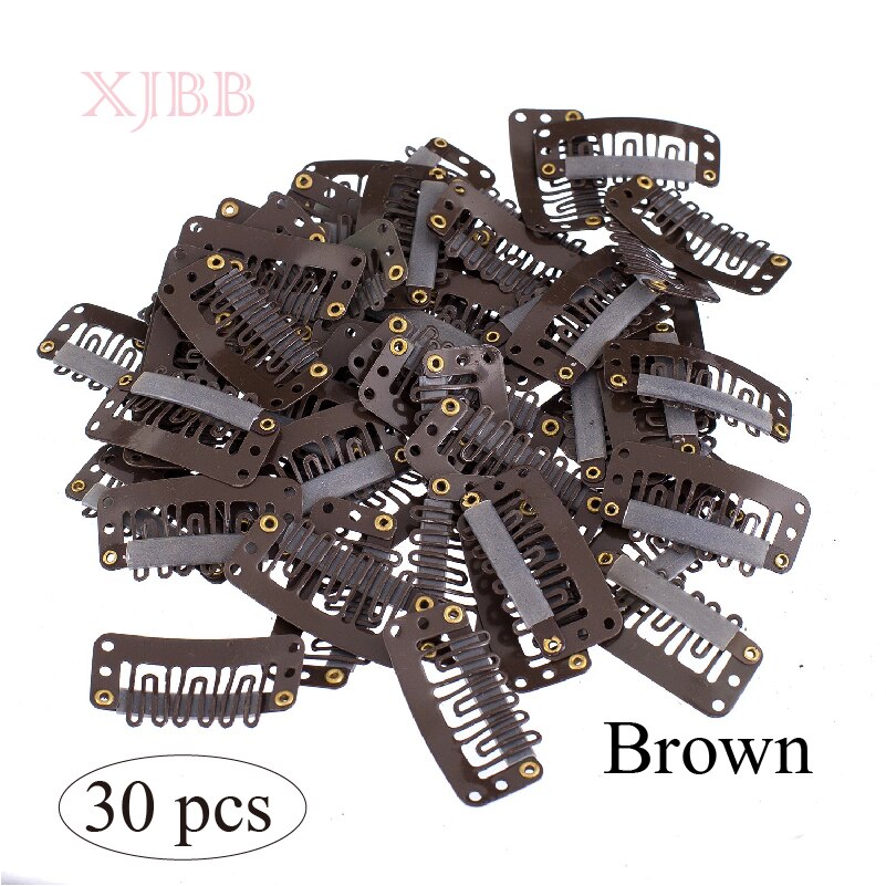 Metalowe klipsy zatrzaskowe robić przedłużania włosów środkowy U brązowy klips robić włosów robić przedłużania włosów peruka 30 sztuk/partia: Średni brąz