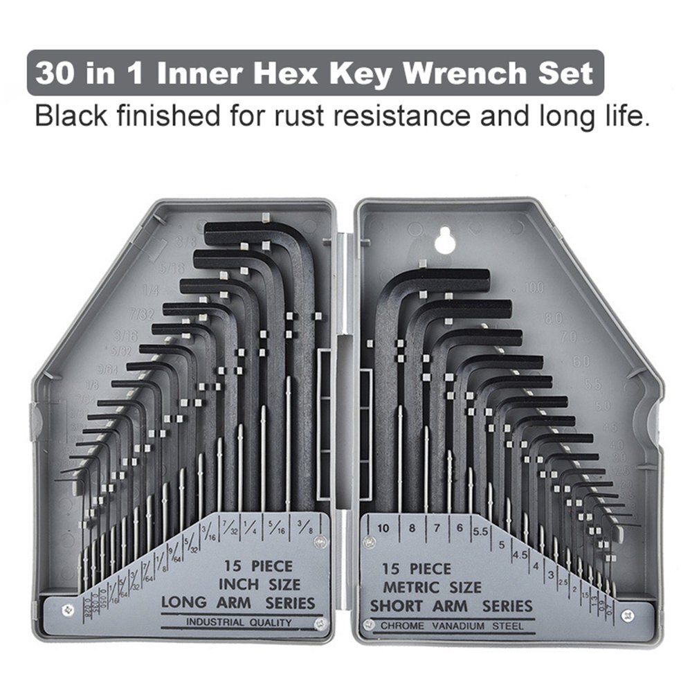 30 in 1 Inner Hex Key Wrench Torx Hex Allen Key Sets SAE Set Precise Manual Tool For Auto Repair Wrenches Spanners Hand Tools