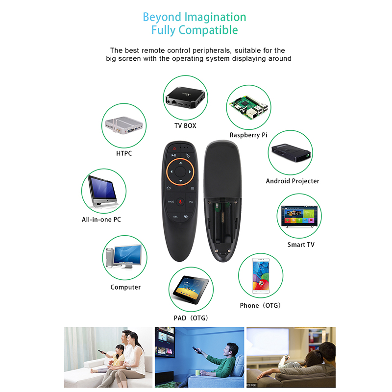 Kebidu  g10s fly air mus mini fjernbetjening  g10 trådløs 2.4 ghz til android tv boks med stemmestyring til gyro sensing spil