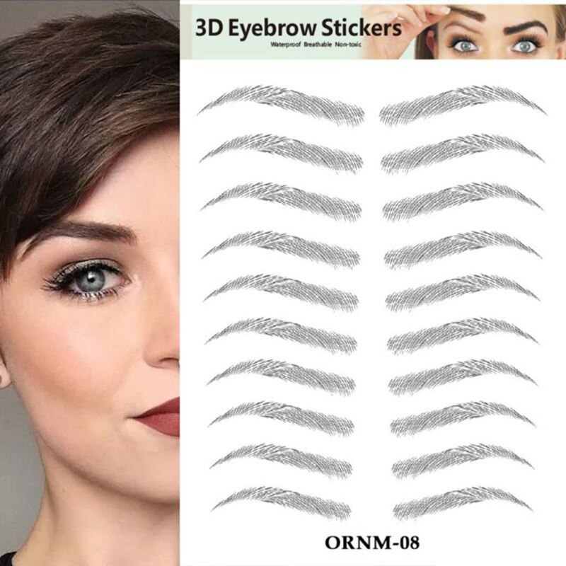 2 stücke 3D Haar-wie Augenbrauen Make-Up Wasserdicht Dauerhafte Augenbraue Aufkleber Wasser-basierend Stirn Aufkleber Falsche Augenbrauen Kosmetik neue Q20: 8