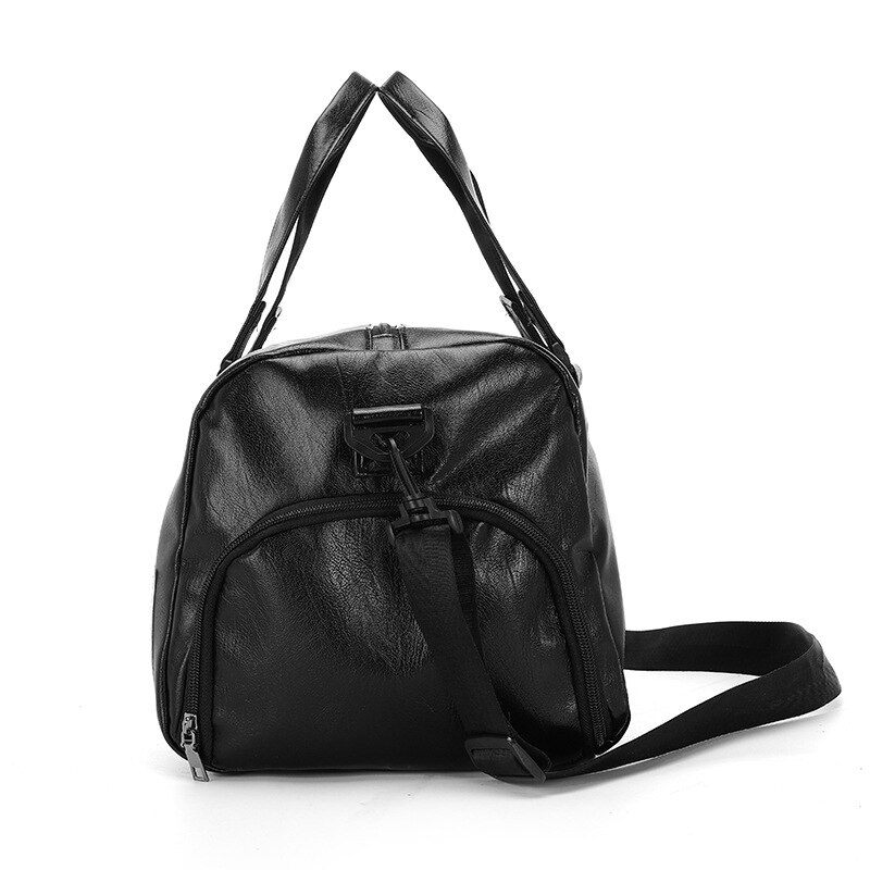 Borse da viaggio in pelle PU Unisex borsone uomo donna borsa da palestra borse sportive per allenamento borsa a tracolla per bagagli nero XA105M