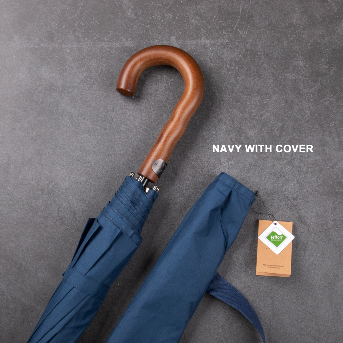 Parachase 135cm Long Handle Umbrella Rain Women Large Wooden Handle Clear Umbrella Windproof Double Layer Paraguas: Navy