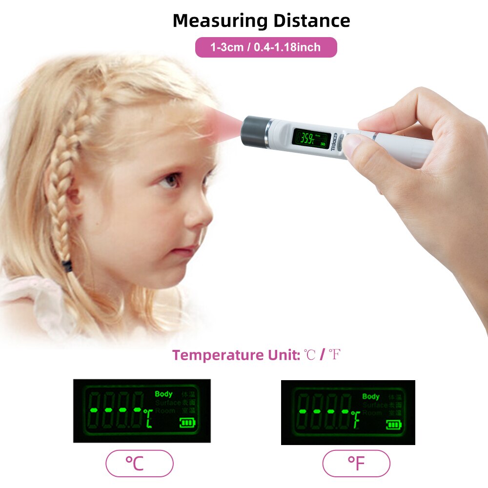 Portable Non-Contact Infrared Thermometer 1S Quick Measurement Body / Room Surface 3 Temperature Modes Home/Office/Traval Use