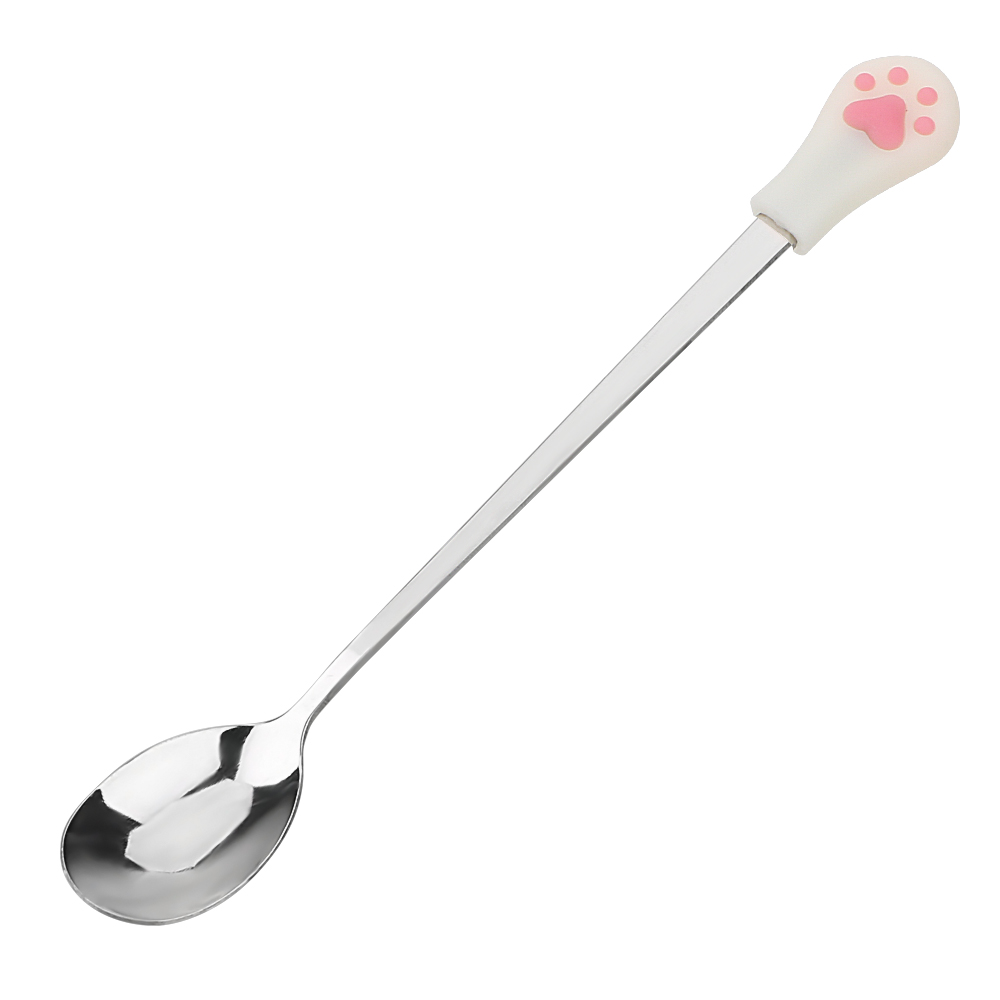 Kaffeskedar söt kattklo rostfritt stål kök levererar godis te dryck sked frukt gaffel dessert sked porslin