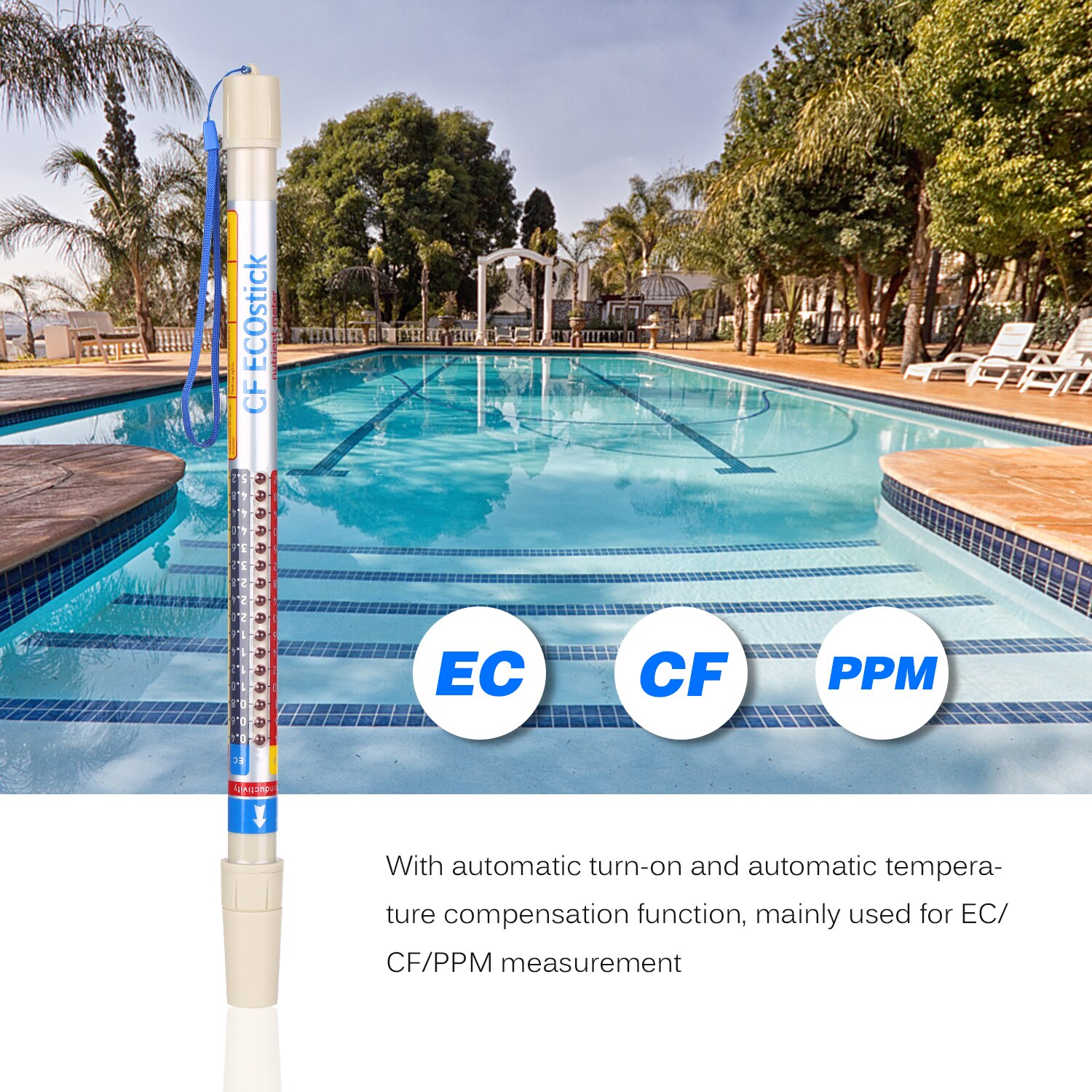Electric ECO Stick EC/CF/PPM Meter Two-in-one Water Tester Nutrition Analysis Conductivity Tester Nutrition Stick for pool Lake