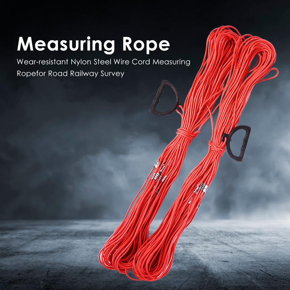 30/50M Wear-resistant Nylon Steel Wire Cord Measuring Rope for Playground Road Survey Engineering Construction Ruler