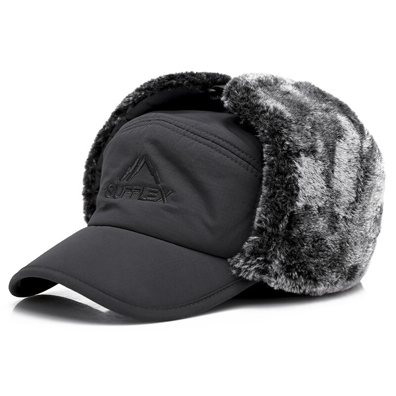 Nieuwe winddichte baseballpet voor buiten met oorkap en fluwelen warme wintermutsen, verdikte snapback-muts voor dames en heren  a75: Grijs