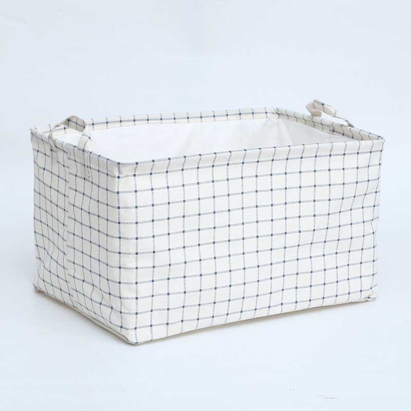 Nordic Fabric Lattice Waterproof Folding Laundry Basket for Desktop Sundries Storage Box for Toys Books Dustproof Storage Basket
