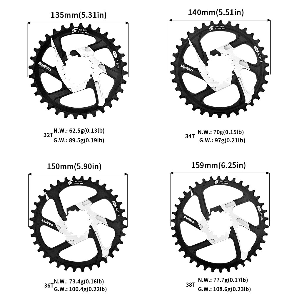 SWTXO-plato redondo GXP, corona de bicicleta de 3mm y 6mm, Compatible con SRAM SHIMANO 32 34 36 38t, rueda dentada para bicicleta de montaña: N3 / 32T