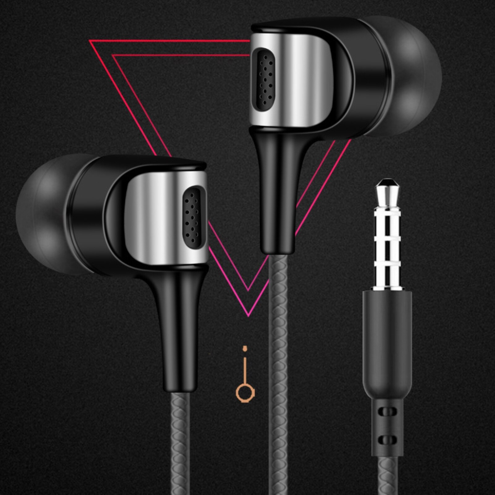 3.5mm Universal Dual Speakers Subwoofer Wired Bass In-ear Earphones Earbuds for ios Android