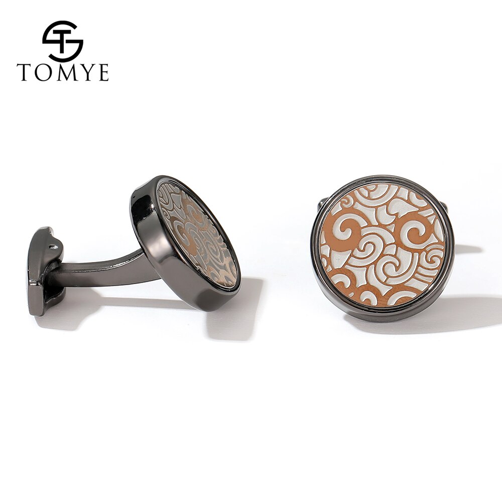 Cufflinks for Men TOMYE XK20S044 Round Decorative Pattern Metal Shirt Cuff Links for