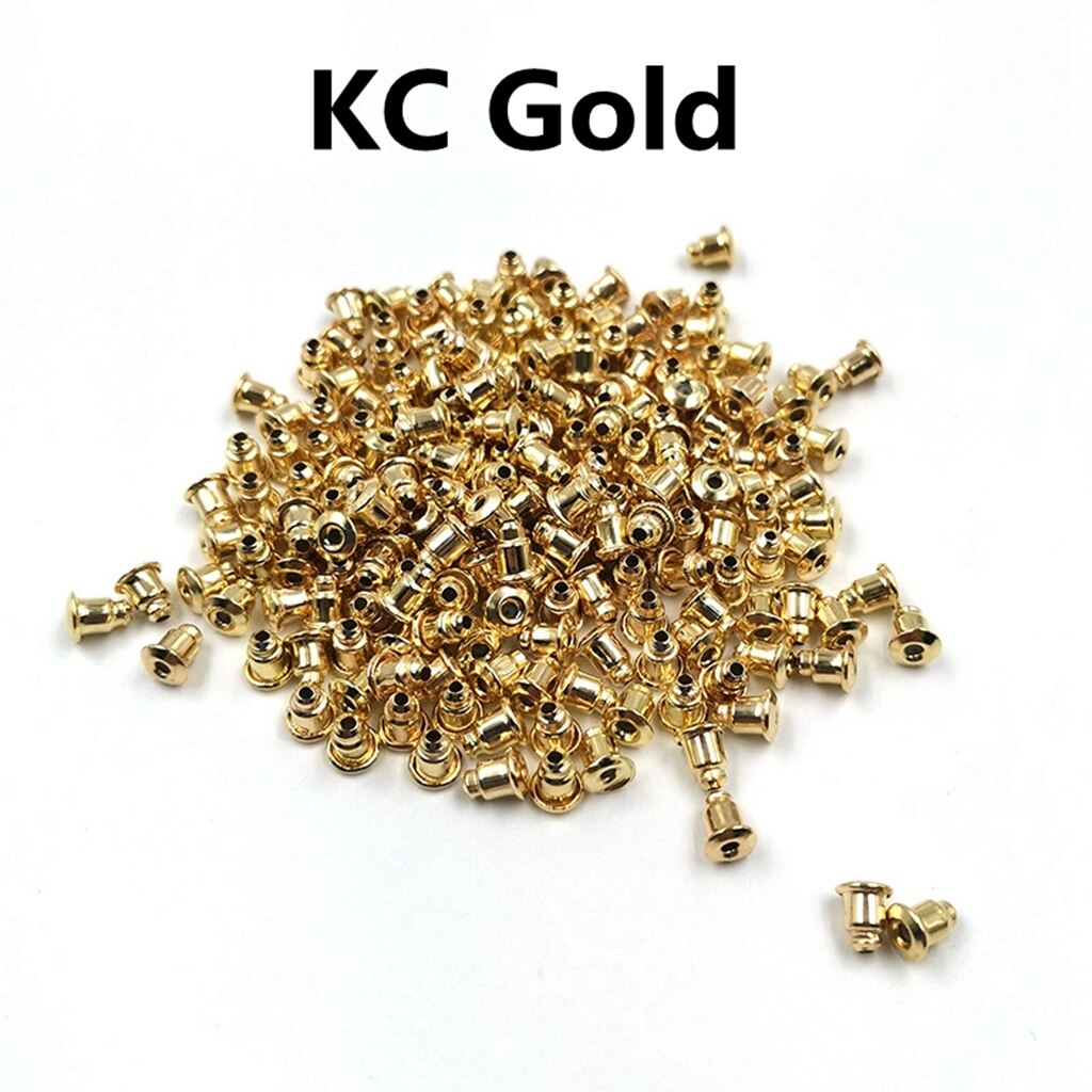 200 Pcs/Lot Bullet Earring Backs PlugDIY Blocked Caps Earring Accessories Stopper Scrolls Jewelry Findings: KC Gold