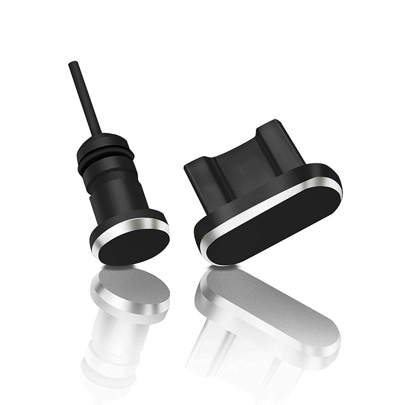 Puerto de carga de Metal + auricular de 3,5mm, reemplazo de enchufe antipolvo para Android, iPhone, teléfono móvil tipo C, 2 uds.