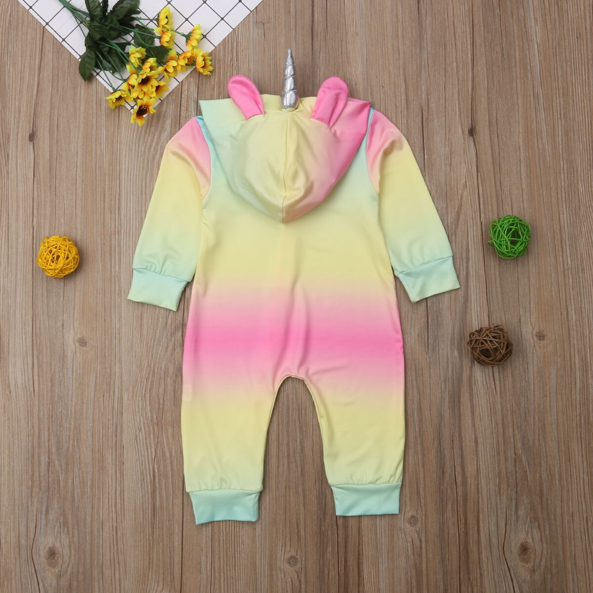 Toddler Baby Boy Girl Unicorn Hooded Footies Foot Cover Button Jumpsuit Kids Clothes Outfit Xmas