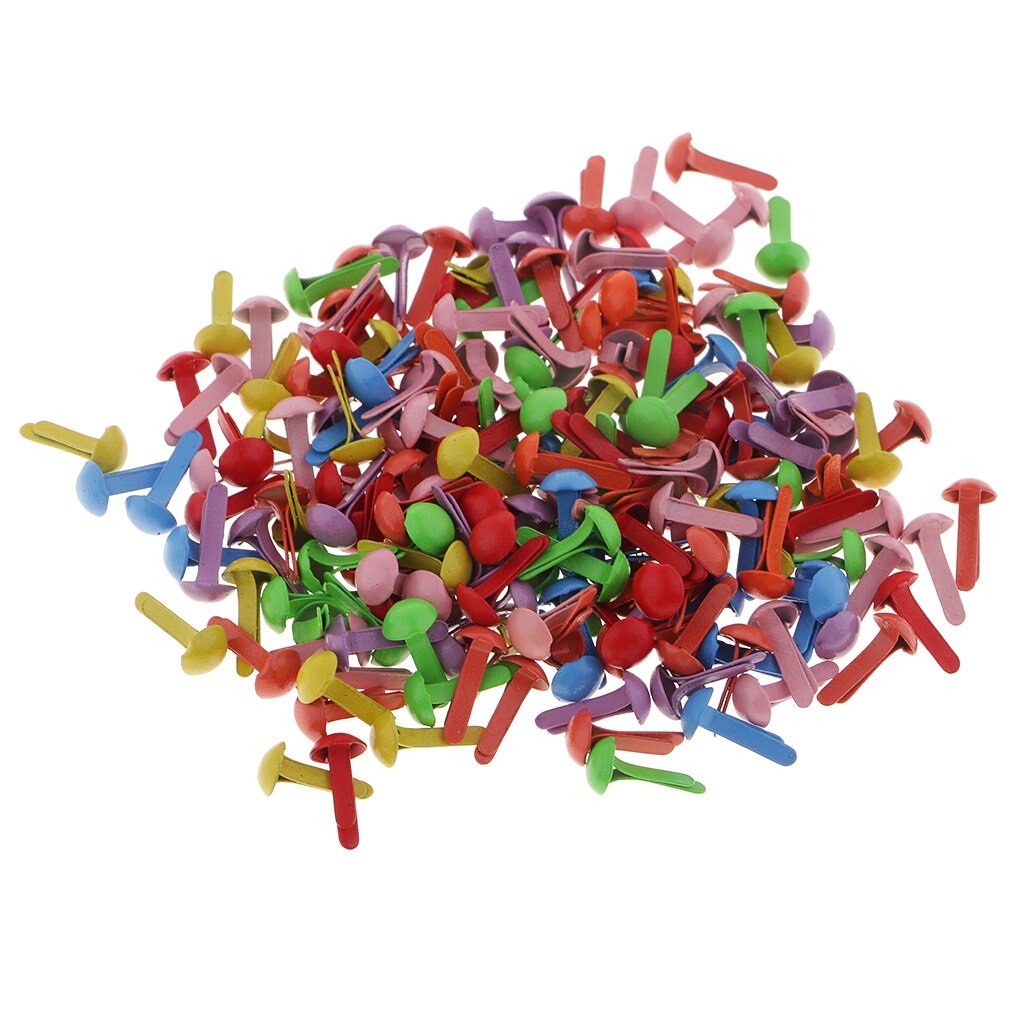 100 Pieces Round Head Metal Brad Paper Fastener Embellishments for Kids Cardmaking Scrapbooking Art Crafts: 6x13mm Colored