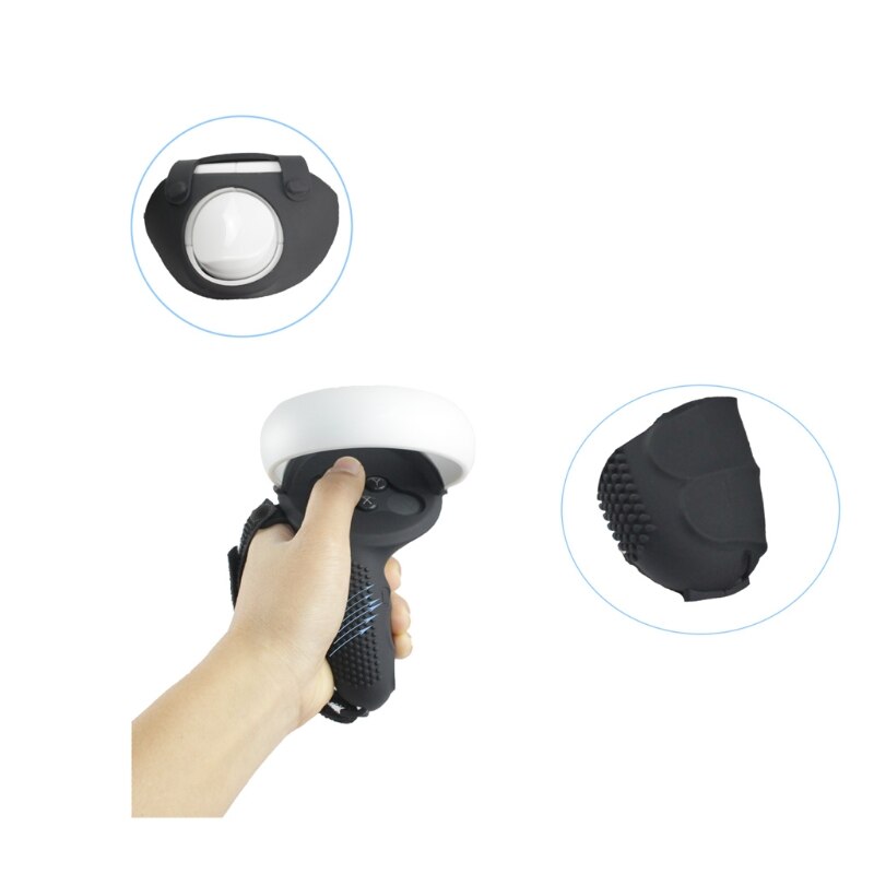 3in1 Touch Controller Silicone Grip Ring Cover+Adjustable Hand Strap +Thumb for oculus Quest 2 VR Protective