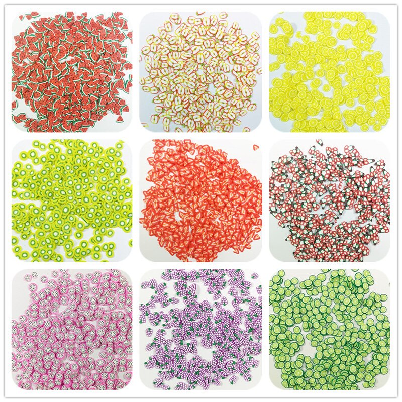 10g Fruit slice Slime Clay Sprinkles for Filler Supplies Watermelon kiwifruit orange fruit Mud Decoration Toys for Children Kids