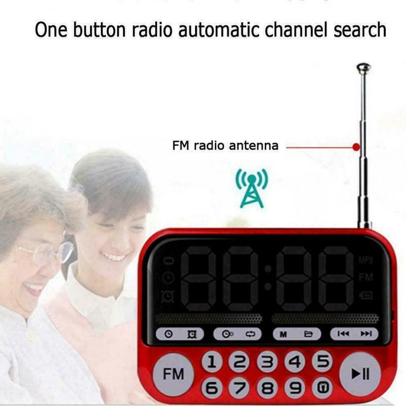 Portable Elderly Radio Mini FM Radio Stereo Built-In Speakers Music Backlight Player Card Time Display+timer Shutdown Home Radio