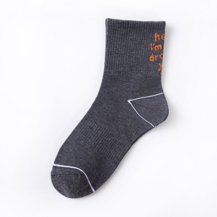 Kvinder sjove halajuku humoristiske ord trykt sokker hæle sokken hip hop street skateboard basket ball sokker unisex crew: 5