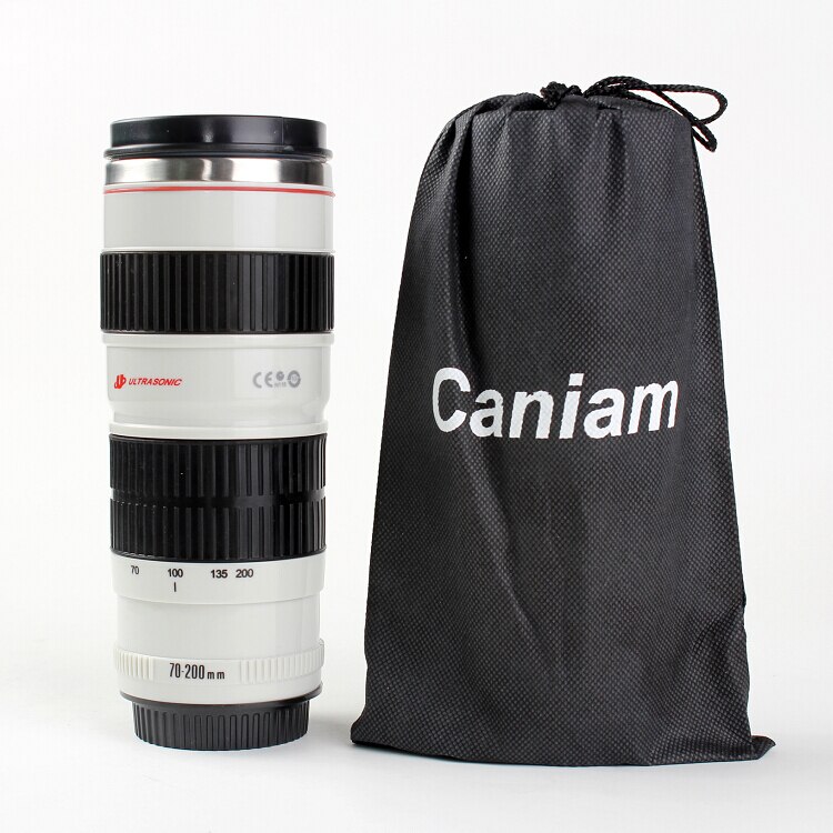 450ml SLR Camera 70-200 Camera Lens Mug Coffee Mug With Lid Fantastic Stainless Steel Milk Caneca Lente Cups Drinkware