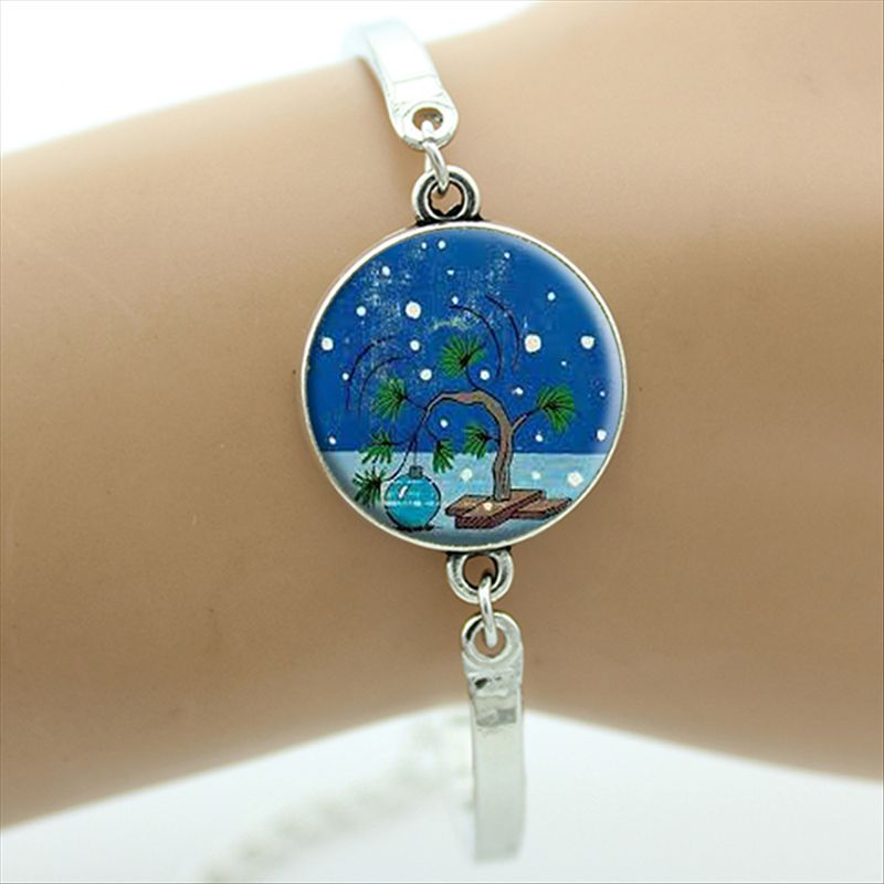 TAFREE Brand Gustav Klimt Tree Of Life Bracelet Silver-Plated Glass Dome Art Picture Bangles Men Jewelry D937: D945