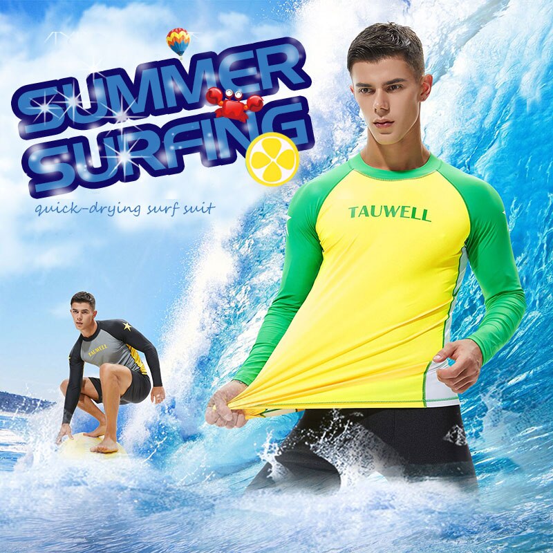 Summer Men Surfing Suit Quick-Drying Anti-UV Surfing T-shirts for Mens Swimwear Swimming Tee Elasticity Breathable Beachwear