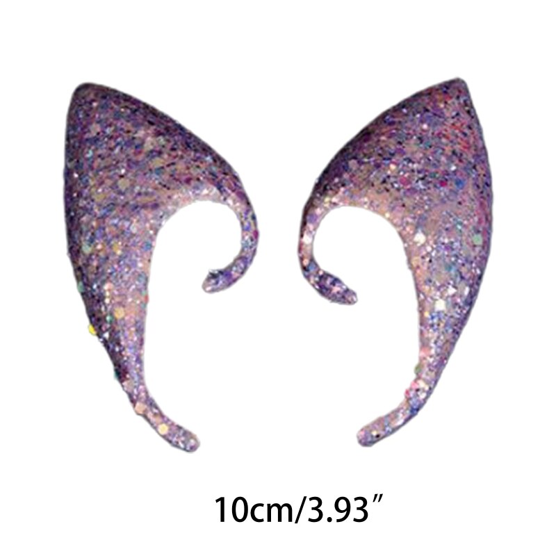 1 paire brillant paillettes ange elfe oreilles Silicone faux oreille accessoire Halloween fête décor L4MC: 10cm