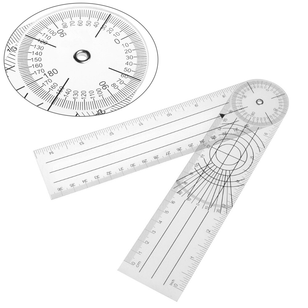 1ps Multi-Ruler 360 Degree Goniometer Angle Spinal Ruler CM/INCH Useful Measuring Ruler School Office Supplies