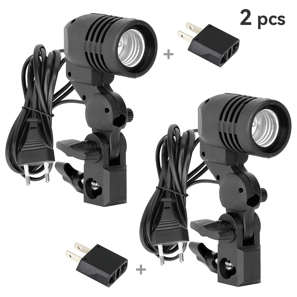 Suporte de lâmpada de cabeça única e27 soquete flash guarda-chuva suporte foto iluminação suporte de lâmpada para estúdio fotografia acessórios eua ue: Prateado