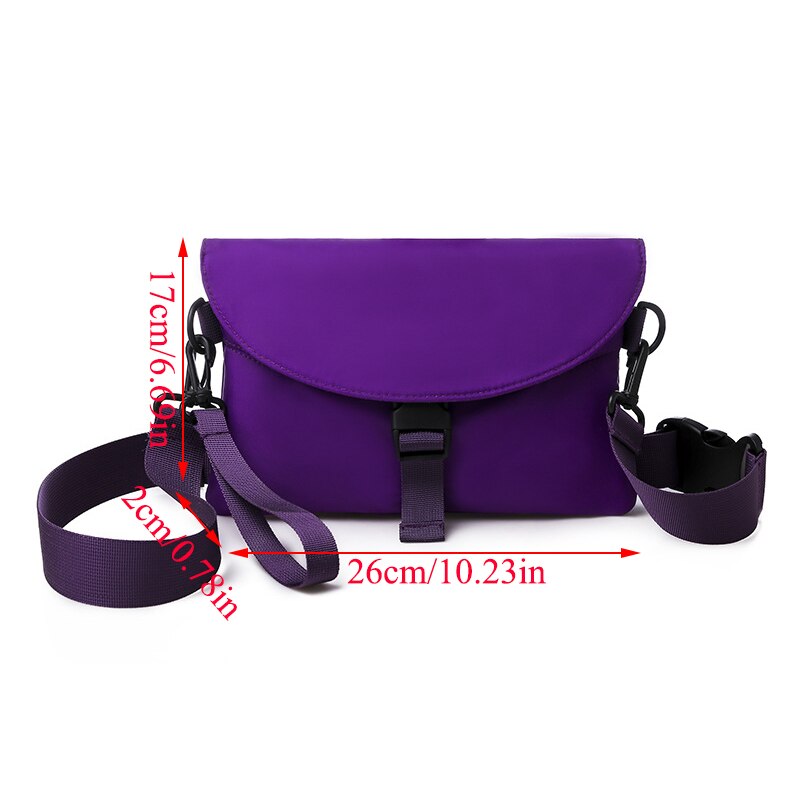 Persoonlijkheid straat hiphop schouder messenger tassen mobiele telefoon tas paars zwart canvas grote strandtassen bolsos