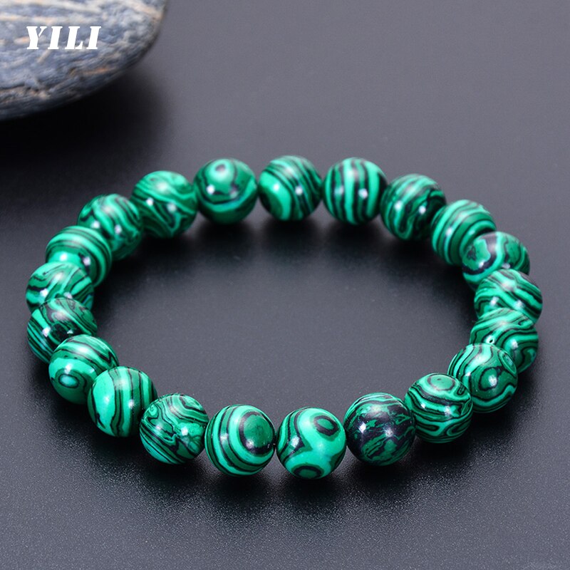 6-12Mm Higth Malachiet Armband Voor Mannen Vrouwen Natuursteen Bead Boeddhistische Armband Charm Yoga Armbanden Sieraden