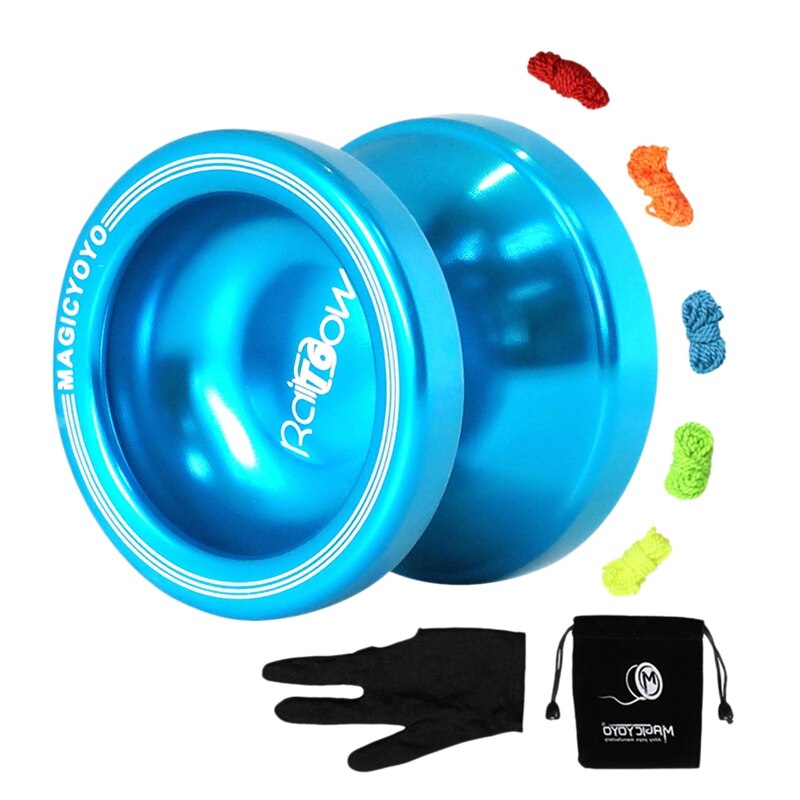 Magicyoyo  t6 nicht reagierende jo-jos mit glänzender metalloberfläche, jo-jo-ball-splash-funktion, inklusive tasche und 5 yo- schnüren: Blau