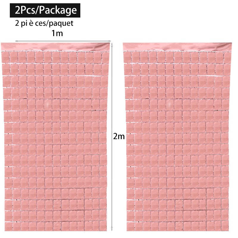 2 Stks/partij Bruiloft Decoratie Kleine Vierkante Bachelorette Party Achtergronden Verjaardagsfeestje Decoraties Muur Achtergrond Gordijn: Rose Gold