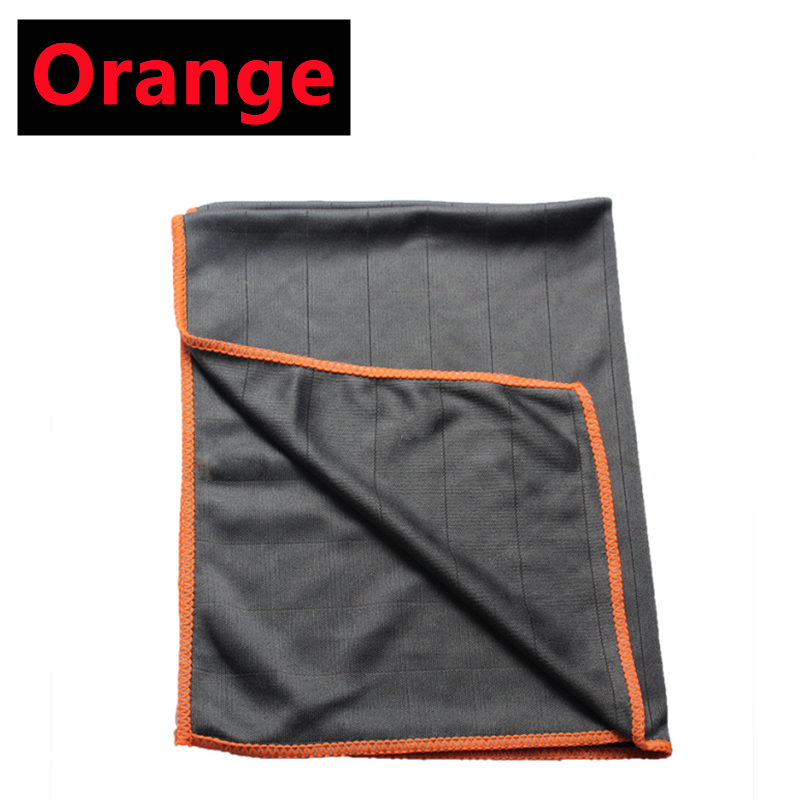 Mikrofaser-Reinigungstuch aus Kohlefaser, wiederverwendbar, für die Küche, Geschirrtuch, Glasfenster, Polieren, Streifenfrei, Miracle, leicht zu reinigender Lappen: orange / 1