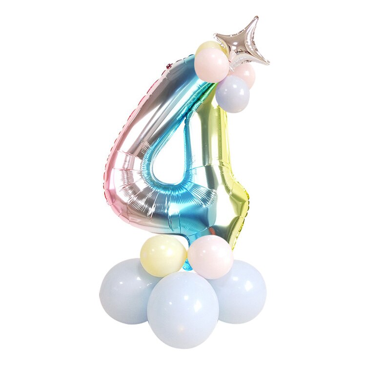 32 Inch Rainbow Gradient Number Balloons Boy Girls First Birthday Party Decorations Kids Adult Wedding Baby Shower Decorations: set 4
