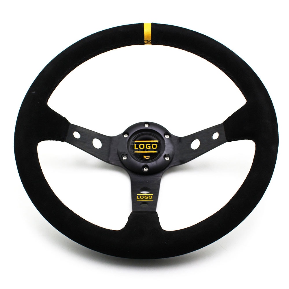 Universal 14'' Sport Steering wheel Suede leather steering wheel automobile race steering wheel 350mm