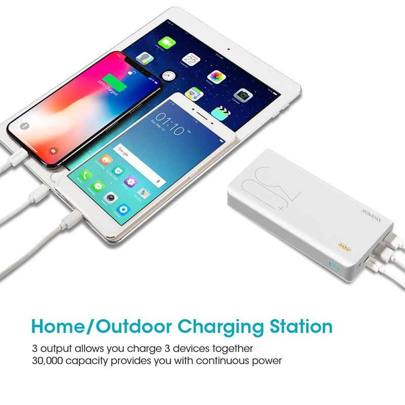 ROMOSS Sense 8+ Power Bank 30000mAh Quick Charge 3.0 30000mAh Powerbank Portable External Battery Charger For iPhone Xiaomi