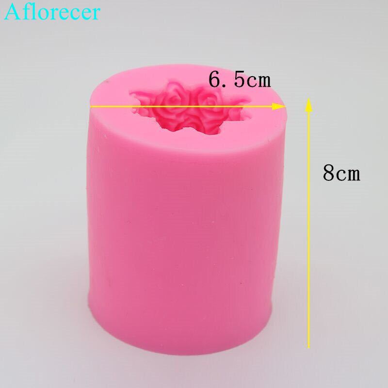 3d rosa blommor ljus silikon mögel diy gips gips mögel cylinder form silikon tvål ljus formar