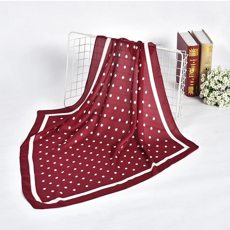 Foulard foulard multifonctionnel imprimé à pois pour femme, foulard hijab, foulard portefeuille, bandana, imitation soie carrée