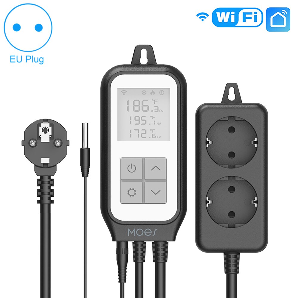 WIFI Smart Socket with Temperature Sensor Thermostat Controller Coolant Heat Relay Switch Tuya Smartlife Plants Aquarium Pool: EU plug