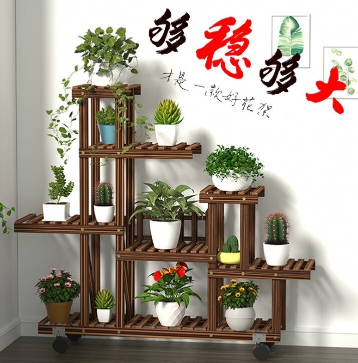 Support en bois pour plantes et bonsaï, étagère de présentation pour bonsaï chinois, fenêtre intégrée, support de Pot HWC
