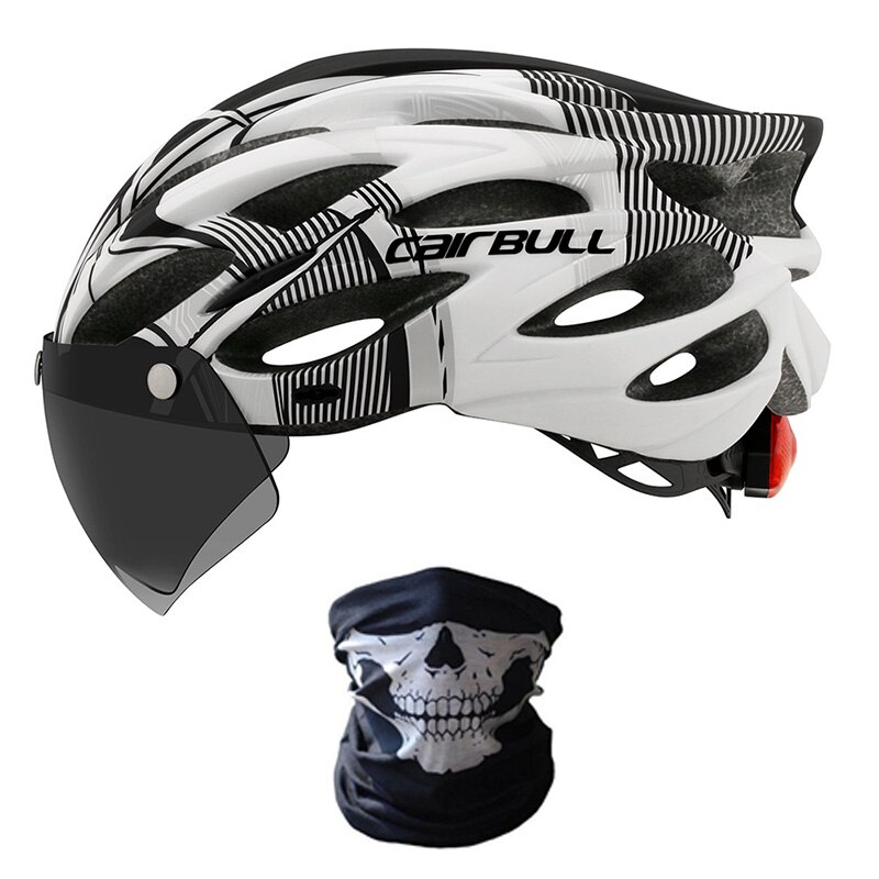 Cairbull ALLROAD Bicycle Helmet Highway Mountain Bike Riding Helmet with Lens and Brim: CB26-Black White-2