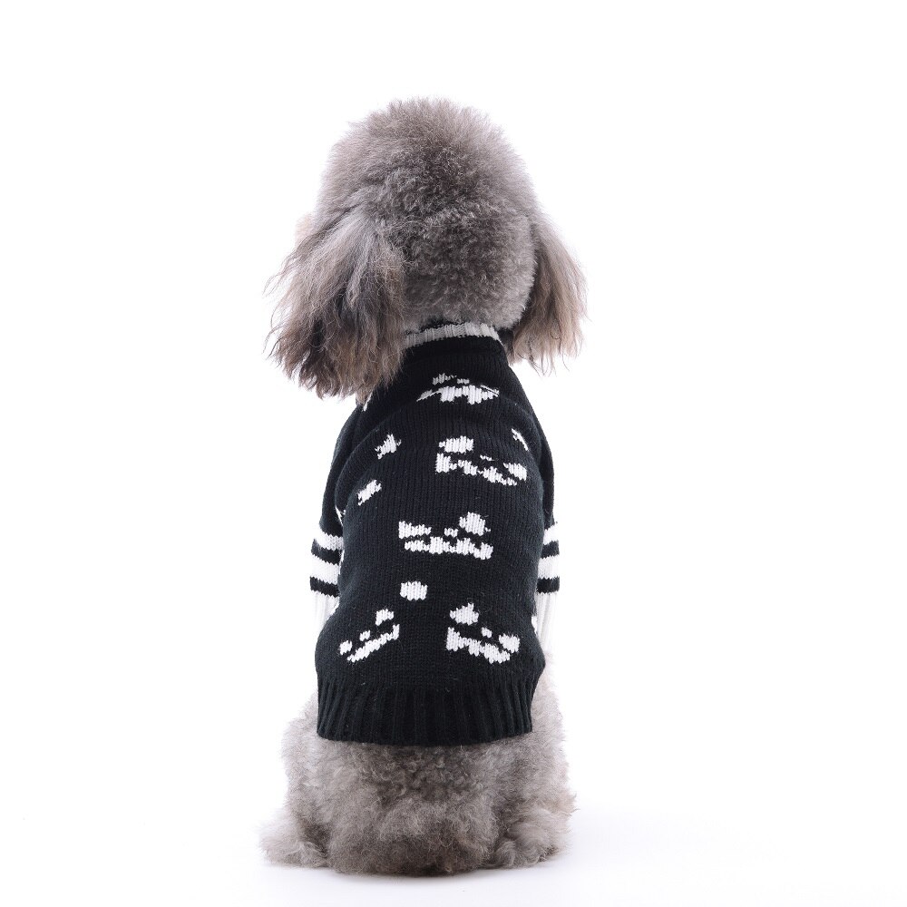 Winter Hond Trui Mode Zwarte Vleermuis Schedel Warme Kleding Voor Kleine Honden Kat Gebreide Pak Chihuahua Franse Bulldog Grappige Outfit
