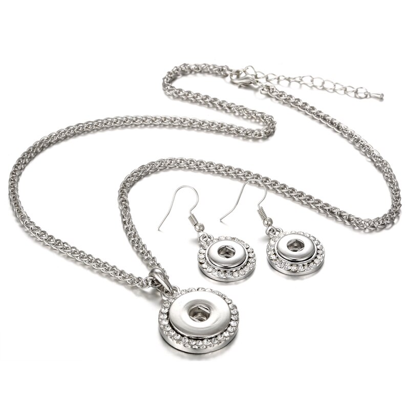 Boutons pression ensemble de bijoux paramètres cristal 12mm 18mm collier pression et 12mm boucles d'oreilles pression pour les femmes bouton pression boucles d'oreilles pendentif collier: 3
